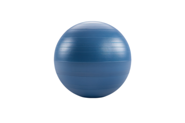 Blue exercise ball isolated on white background. Perfect for yoga, pilates, and general fitness routines. High-quality gym equipment.