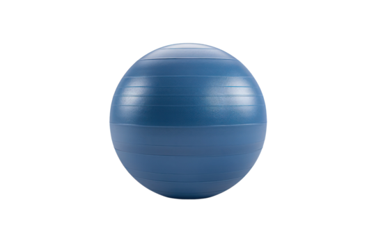 Blue exercise ball isolated on white background. Perfect for yoga, pilates, and general fitness routines. High-quality gym equipment.