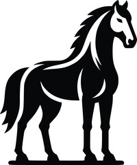 Beautiful Black And White Horse  Silhouette