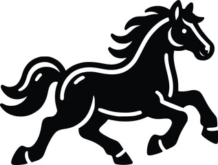 Beautiful Black And White Horse  Silhouette