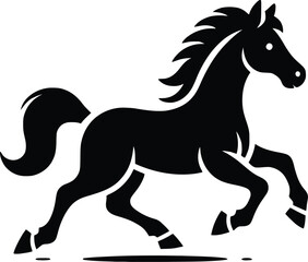 Beautiful Black And White Horse  Silhouette