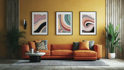 Set of border frame on wall abstract color 3d paper. Ai Generated.
