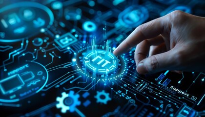 IT Support helpdesk and user assistance workflow with free copy space