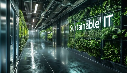 Sustainable IT green data centers and energy-efficient infrastructure with free copy space