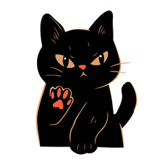 Happy halloween banner or party invitation background. Black cat illustration. Vector illustration.