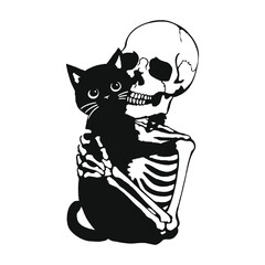 Happy halloween banner or party invitation background. Black cat illustration. Vector illustration.