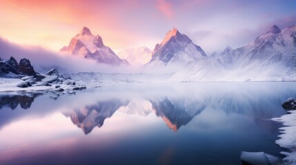 Tranquil Majestic Mountain Range at Dawn Scene