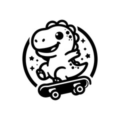 Dinosaur logo design inspiration.Cute baby dinosaur playing football logo design.