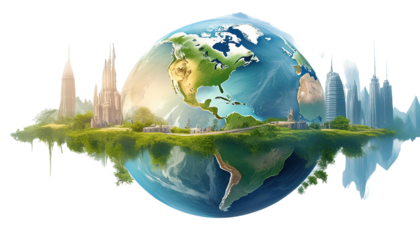 the wold in white background