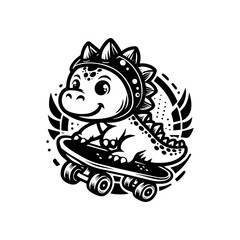 Dinosaur logo design inspiration.Cute baby dinosaur playing football logo design.