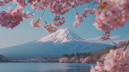 mountain and blossoms