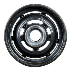 New black caster wheel, cut out - stock png.