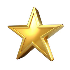 Gold star 3d isolated on transparent background