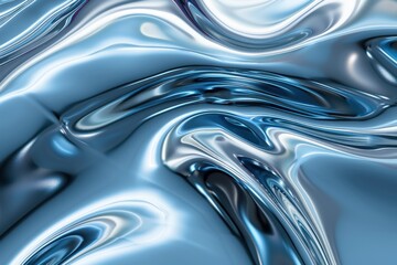 Abstract background of smooth flowing chrome or silver liquid metal. Concept of fluid, futuristic, and dynamic design.