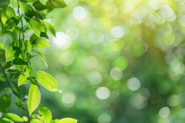 Naklejka premium Green Leaves and Sunlight Bokeh