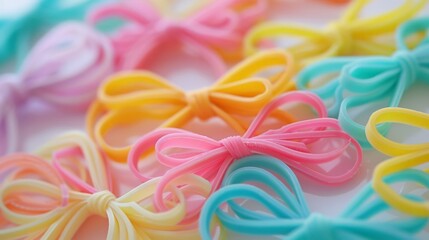 Colorful Rubber Hair Ties - Vibrant Pink, Yellow, Blue, and Purple