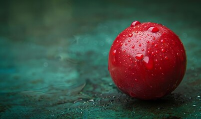 Shiny Red Egg with Drops of Water