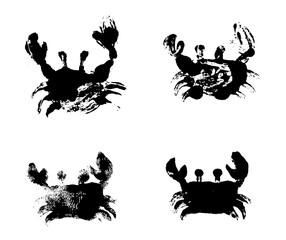 crabs set black stamp on white background