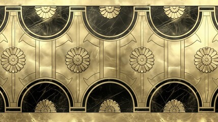 An intricate geometric pattern on a polished golden surface