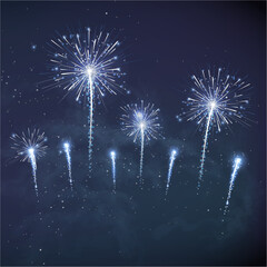 Obraz premium Bright fireworks on night sky