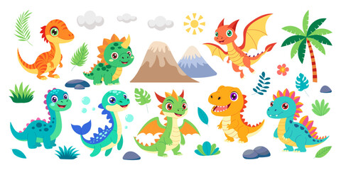 Adorable cute Dino Set: Playful Prehistoric Collection