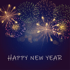 Colorful of fireworks display on milkyway in night sky background.