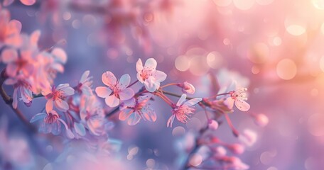 Soft Focus Blurred Pink and Purple Flower Bouquet with Bokeh Background