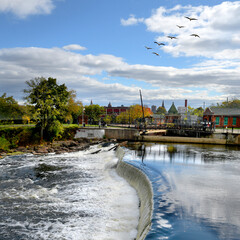 Panoramic view of the river in park, Mary Ellen Kramer Great Falls Park, City Of Paterson, New...