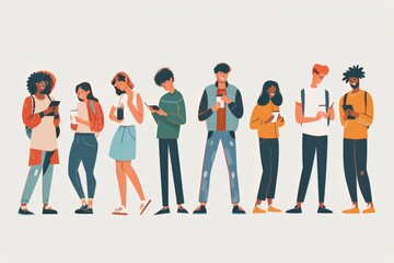 Obraz premium illustration people with smartphone