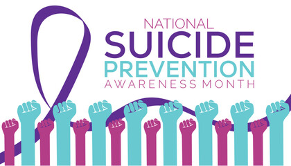 Vector illustration on the theme of National suicide prevention month observed each year during September banner, Holiday, poster design.