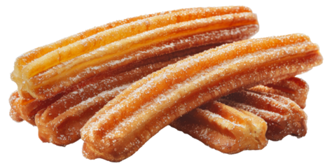 Freshly made churros covered in powdered sugar, cut out - stock png.
