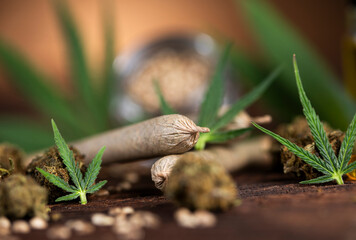 Blunt, Cbd,  Marijuana bud with cannabis