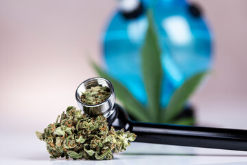 Cbd, weed, marijuana leaves and cannabis buds