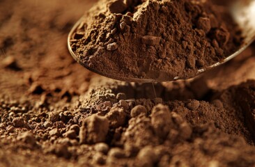 Close-up of Chocolate Powder in a Spoon