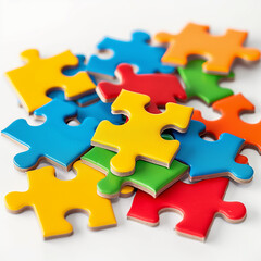 Obraz premium Colorful jigsaw puzzle pieces isolated on white background