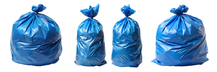 Blue garbage bag isolated on transparent background PNG file
