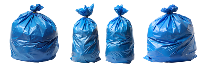 Blue garbage bag isolated on transparent background PNG file