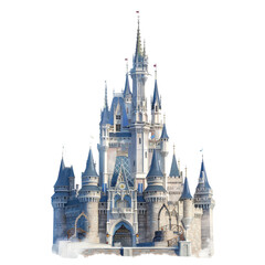Enchanting fairy tale castle with tall spires and intricate detailing, perfect for magical and fantasy-themed designs in high resolution. © JR-50