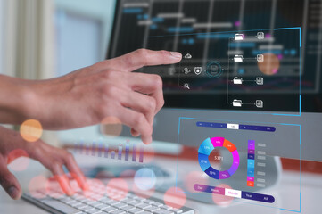 DevOps Data analysis concept, software development, IT operations, agile programming with devops...