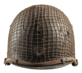 World war ii american soldiers helmet with netting, cut out - stock png.
