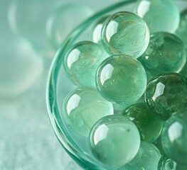 Translucent Green Bubbles in a Bowl