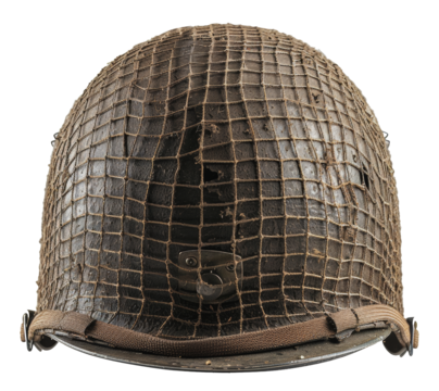 World war ii american soldiers helmet with netting, cut out - stock png.