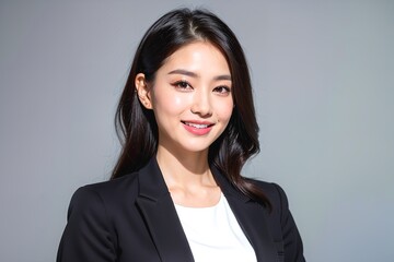 自信に満ちた笑みを浮かべるキャリアウーマン