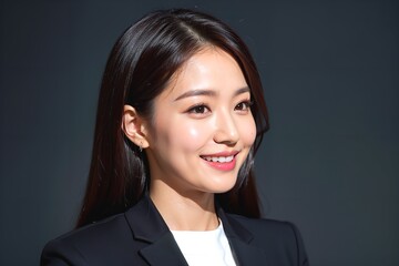 顧客と商談中のキャリアウーマンの横顔