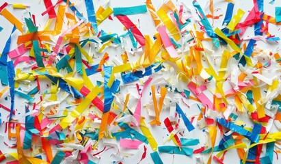 Vibrant Confetti Art: Colorful Paper Shreds for Celebrations and Decorations