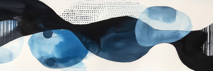 Obraz premium Modern Abstract Minimalistic Geometric Watercolor Pattern Art in Muted Pantone Tones for Calming Zen Nordic Scandinavian Bohemian Decor