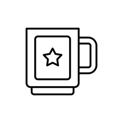 Brand mug outline icons, minimalist vector illustration ,simple transparent graphic element .Isolated on white background