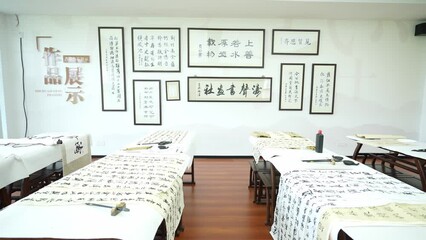 calligraph works in handwriting room