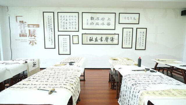 calligraph works in handwriting room