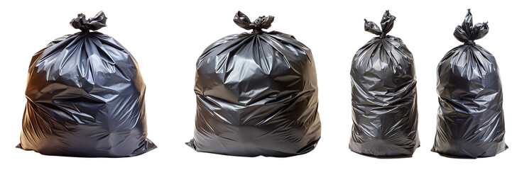 Black garbage bag isolated on transparent background PNG file